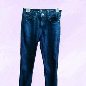 7 For All mankind high waist ankle gwenevere denim jeans in dark wash blue 25
